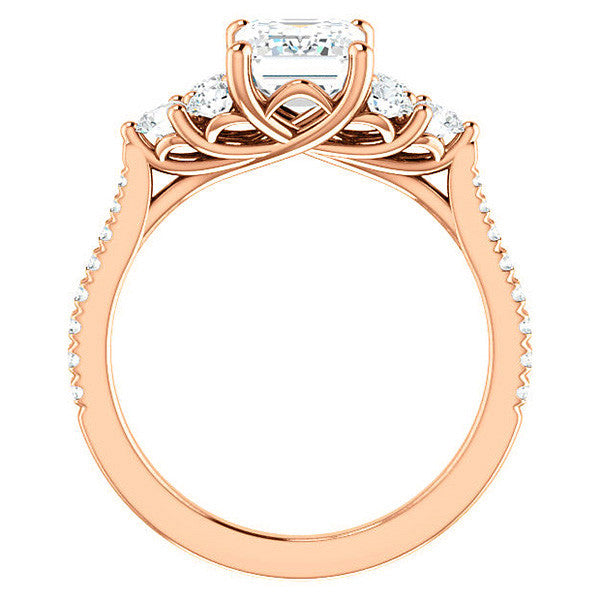 Emerald / Radiant Moissanite Engagement Ring