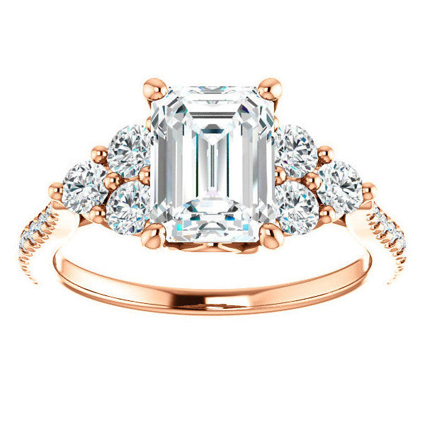 Emerald / Radiant Moissanite Engagement Ring