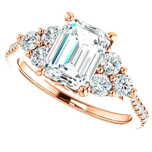 Emerald / Radiant Moissanite Engagement Ring