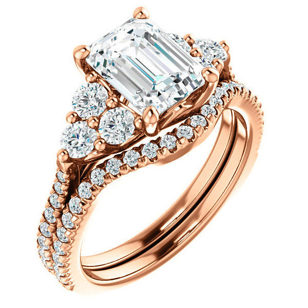 Emerald / Radiant Moissanite Engagement Ring