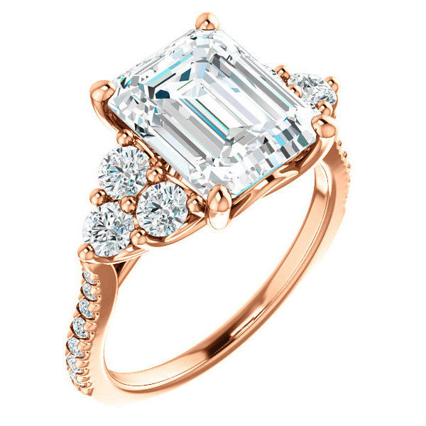 Emerald / Radiant Moissanite Engagement Ring