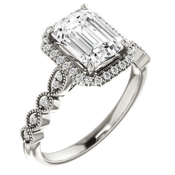 Emerald / Radiant Cathedral Engagement Ring