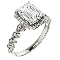 Emerald / Radiant Cathedral Engagement Ring