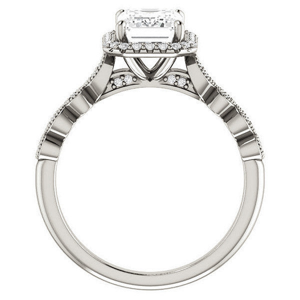 Emerald / Radiant Cathedral Engagement Ring