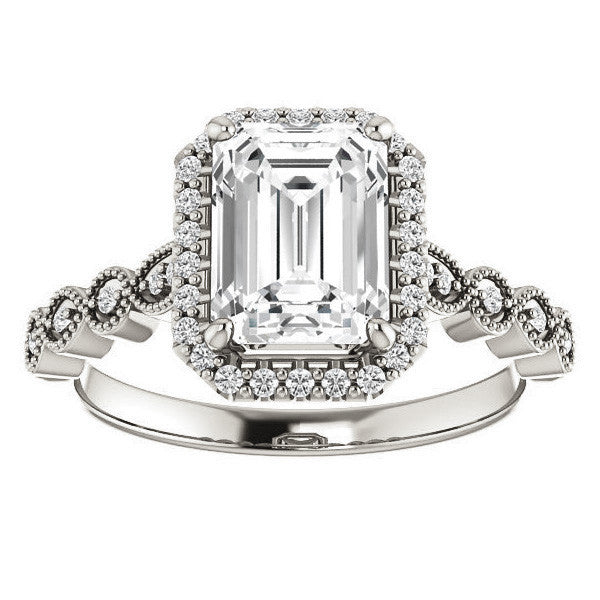 Emerald / Radiant Cathedral Engagement Ring