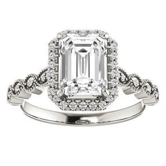 Emerald / Radiant Cathedral Engagement Ring