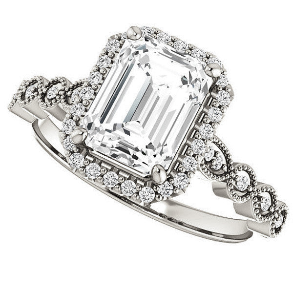 Emerald / Radiant Cathedral Engagement Ring