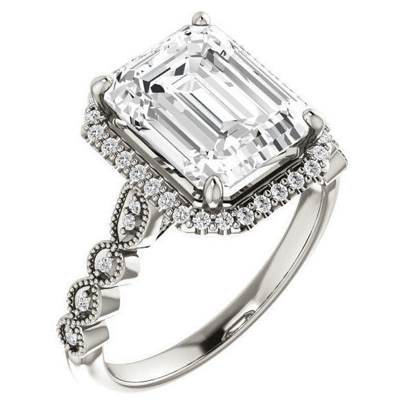 Emerald / Radiant Cathedral Engagement Ring