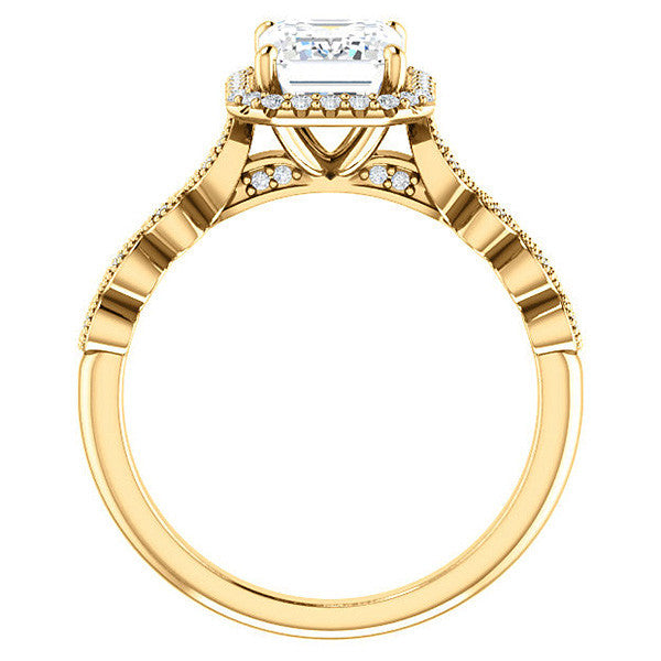 Emerald / Radiant Cathedral Engagement Ring