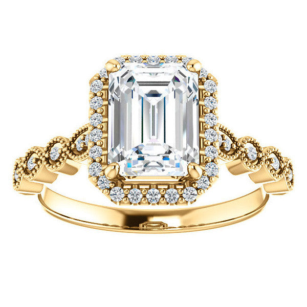 Emerald / Radiant Cathedral Engagement Ring