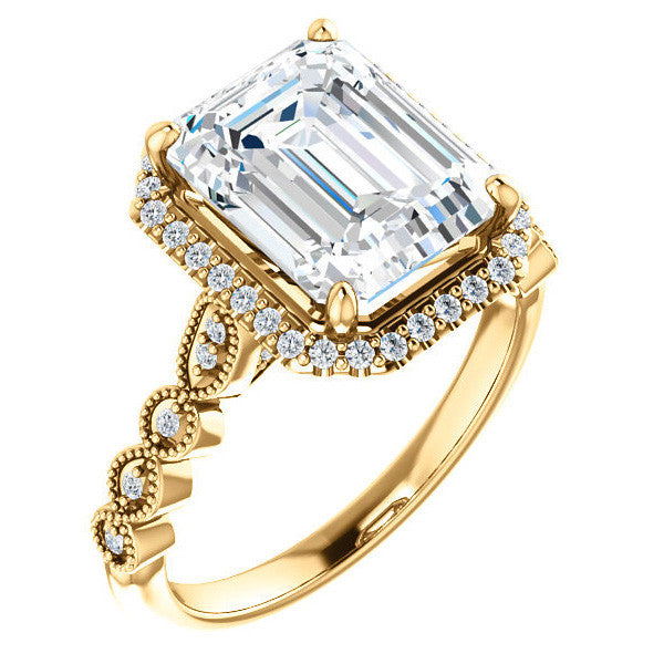 Emerald / Radiant Cathedral Engagement Ring