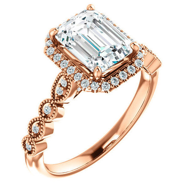 Emerald / Radiant Cathedral Engagement Ring