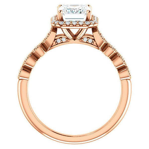 Emerald / Radiant Cathedral Engagement Ring
