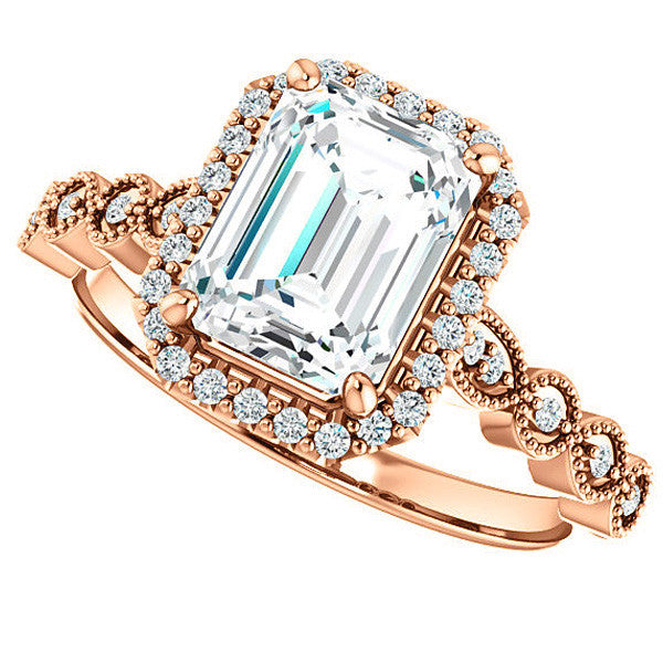 Emerald / Radiant Cathedral Engagement Ring