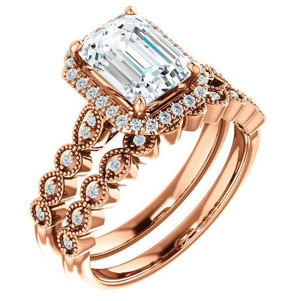 Emerald / Radiant Cathedral Engagement Ring