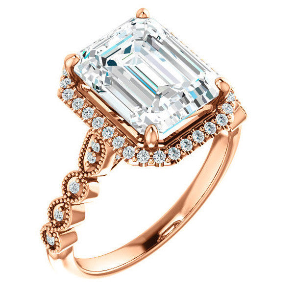 Emerald / Radiant Cathedral Engagement Ring