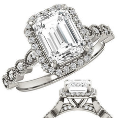 Emerald / Radiant Cathedral Engagement Ring