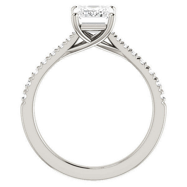 Emerald / Radiant Moissanite Trellis Engagement Ring