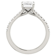 Emerald / Radiant Moissanite Trellis Engagement Ring