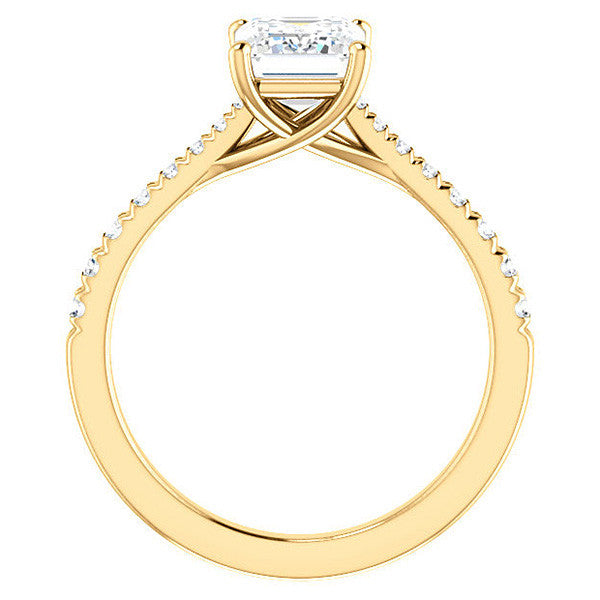 Emerald / Radiant Moissanite Trellis Engagement Ring