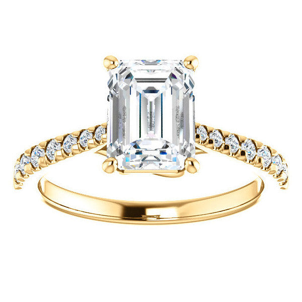 Emerald / Radiant Moissanite Trellis Engagement Ring