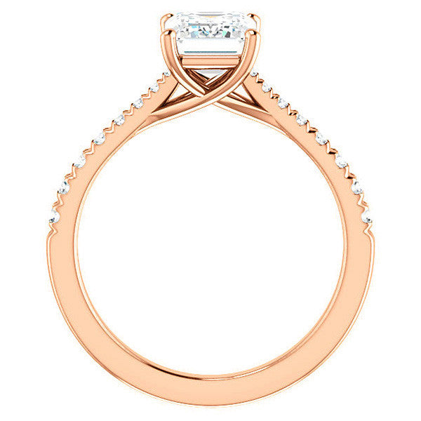 Emerald / Radiant Moissanite Trellis Engagement Ring