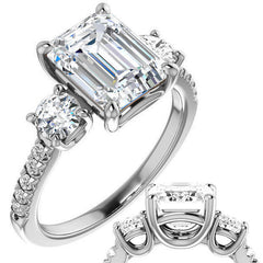 Emerald / Radiant cut Moissanite Engagement Ring