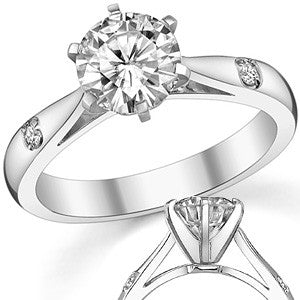 Round Brilliant Moissanite Cathedral Engagement Ring Setting