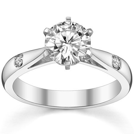 Round Brilliant Moissanite Cathedral Engagement Ring Setting