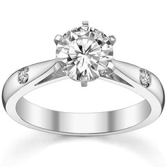 Round Brilliant Moissanite Cathedral Engagement Ring Setting