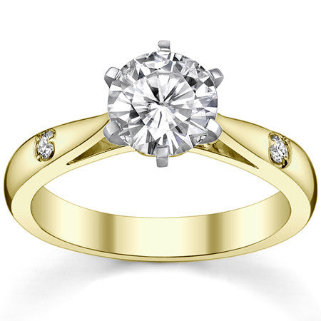 Round Brilliant Moissanite Cathedral Engagement Ring Setting