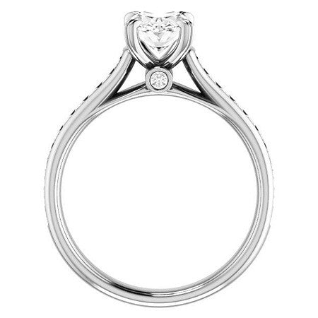 Double Prong Channel Set Oval Cut Moissanite Engagement Ring