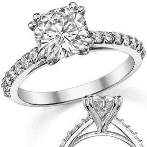 Double Prong Cathedral Moissanite Engagement Ring