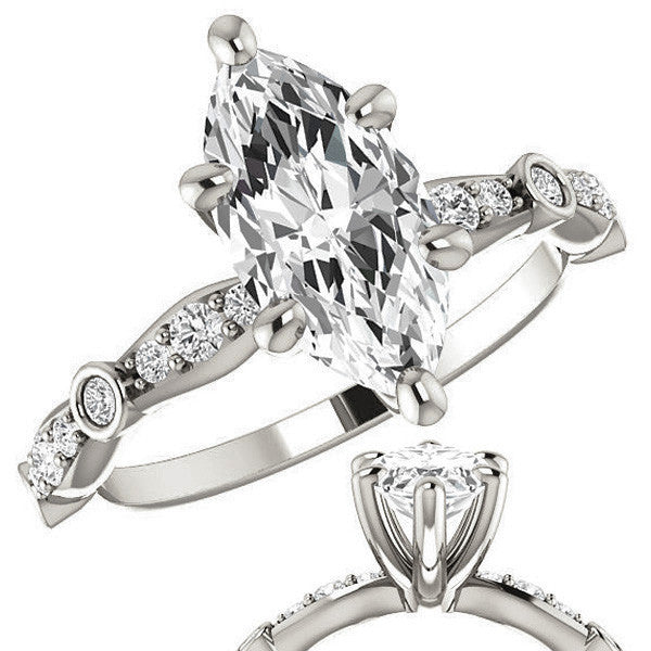 Marquise Moissanite Engagement Ring