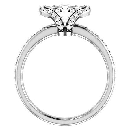 Oval & Diamond Ribbon Semi Bezel Ring