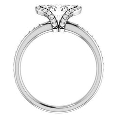 Oval & Diamond Ribbon Semi Bezel Ring