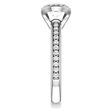 Oval & Diamond Ribbon Semi Bezel Ring