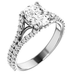 Oval Moissanite Split Shank Engagement Ring