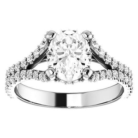 Oval Moissanite Split Shank Engagement Ring