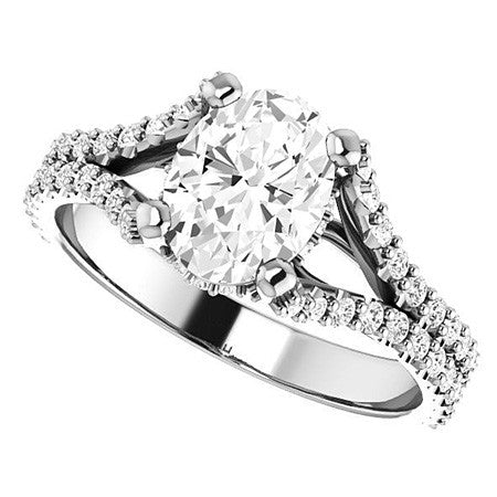Oval Moissanite Split Shank Engagement Ring