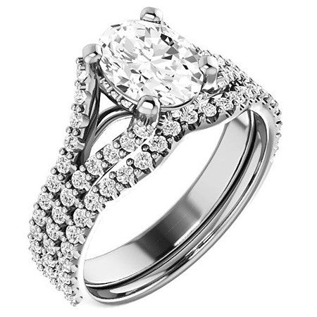 Oval Moissanite Split Shank Engagement Ring