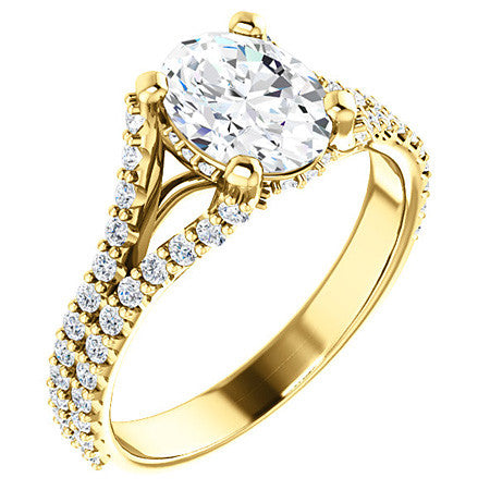 Oval Moissanite Split Shank Engagement Ring