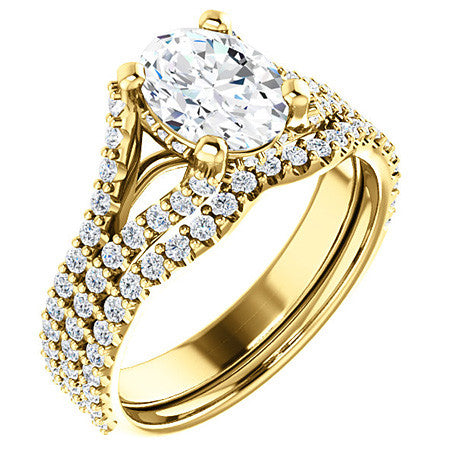Oval Moissanite Split Shank Engagement Ring