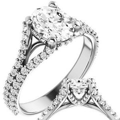 Oval Moissanite Split Shank Engagement Ring