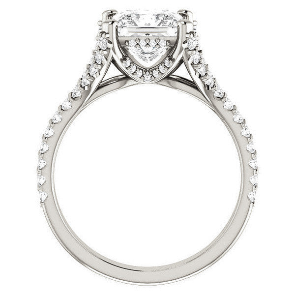 Princess cut Moissanite Split Shank Engagement Ring