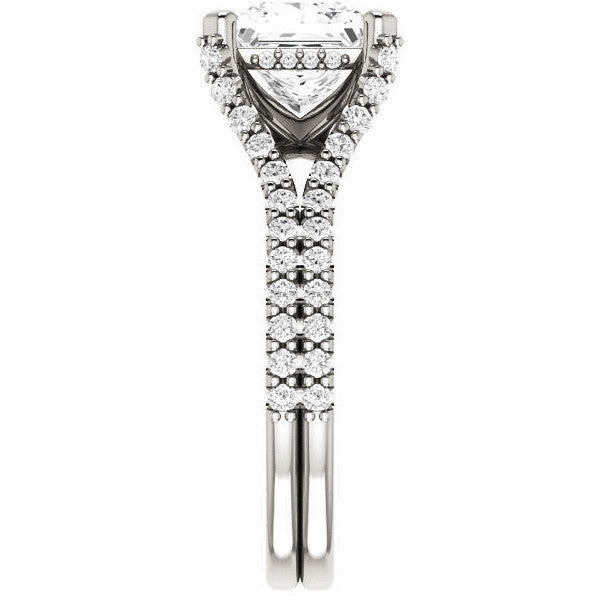 Princess cut Moissanite Split Shank Engagement Ring