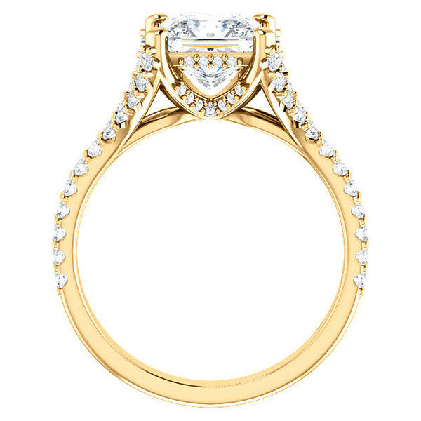 Princess cut Moissanite Split Shank Engagement Ring