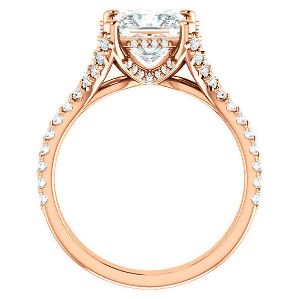 Princess cut Moissanite Split Shank Engagement Ring