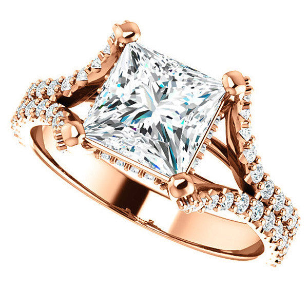 Princess cut Moissanite Split Shank Engagement Ring