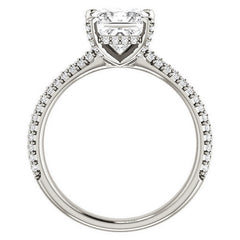 Princess cut Moissanite Pave Style Engagement Ring